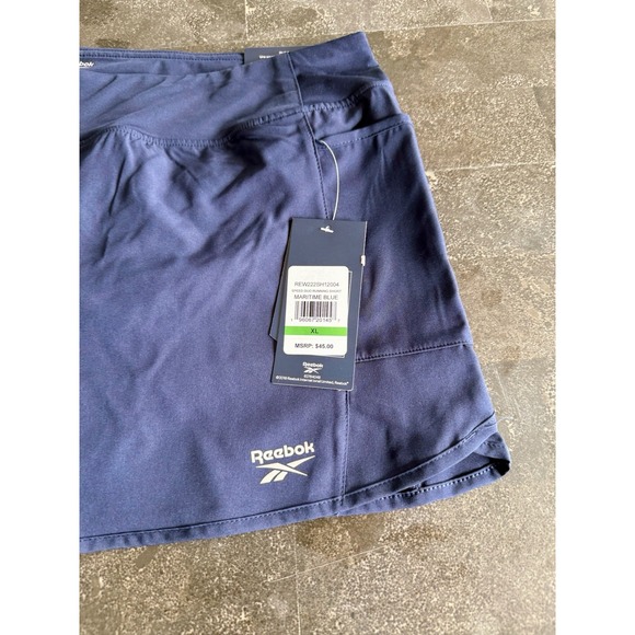 Reebok Women's XL Blue Lined Running Slim Shorts Tennis Pickle Ball Volleyball - Picture 4 of 9